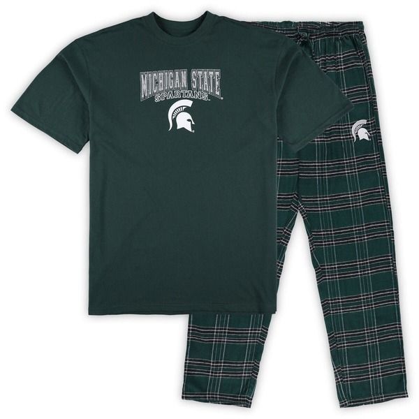 プロファイル メンズ トップス シャツ パンツ トール Mens Profile Green Michigan State Spartans Big Tall 2Pack TShirt Flannel Pantset Green グリーン