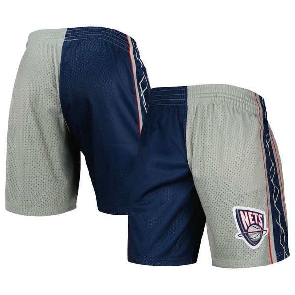 ミッチェルネス メンズ ボトムス ハーフパンツ・ショーツ ショートパンツ ジャージー Mens Mitchell Ness NavySilver New Jersey Nets Hardwood Classics 2006 Split Swingman Sho