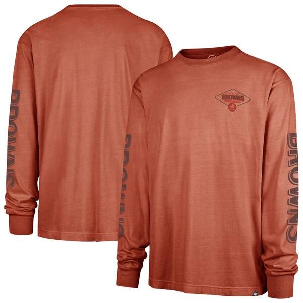 フォーティーセブン メンズ トップス Tシャツ Mens 47 Orange Cleveland Browns Cairn Ravine Foundation Throwback Long Sleeve TShirt Orange オレンジ