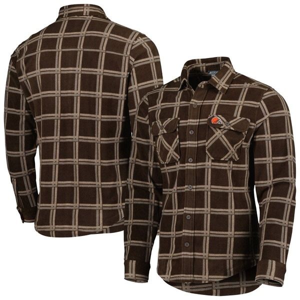 アンティグア メンズ アウター ジャケット・ブルゾン シャツ Mens Antigua Brown Cleveland Browns Industry Flannel ButtonUp Shirt Jacket Brown ブラウン