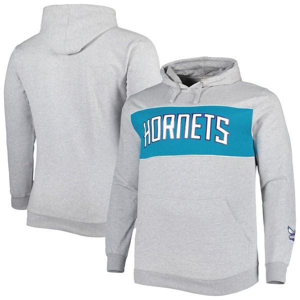 ファナティクス メンズ アウター パーカー・スウェットール Mens Fanatics Branded Heather Gray Charlotte Hornets Big Tall Wordmark Pullover Hoodie Heather Gray