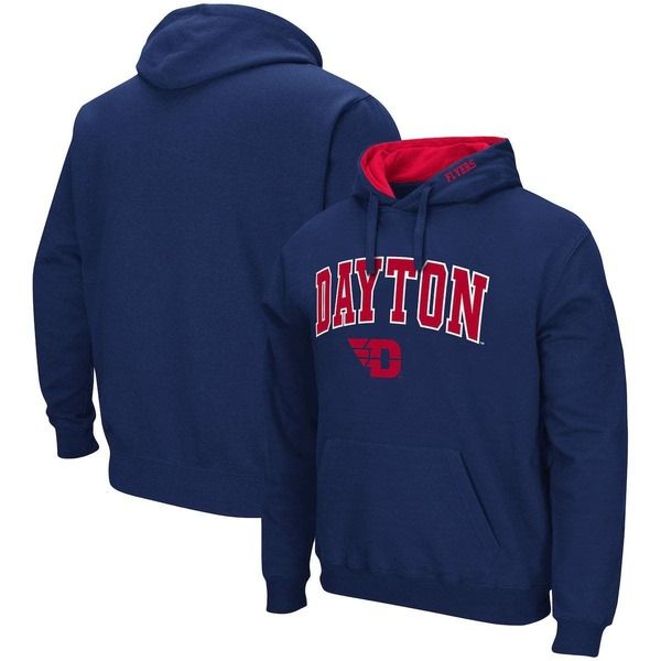 コロシアム メンズ アウター パーカー・スウェット ロゴ Mens Colosseum Navy Dayton Flyers Arch and Logo Pullover Hoodie Navy ネイビー