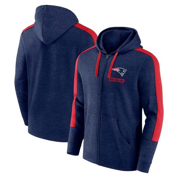 ファナティクス メンズ アウター パーカー・スウェット MensFanatics Heather Navy New England Patriots Gains FullZip Hoodie Heather Navy ヘザー