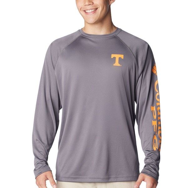 コロンビア メンズ トップス Tシャツ Mens Columbia Charcoal Tennessee Volunteers Terminal Tackle OmniShade Raglan Long Sleeve TShirt Charcoal チャコール