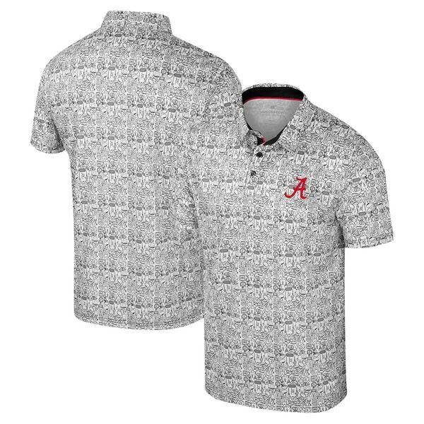 コロシアム メンズ トップス シャツ プリントール Mens Colosseum White Alabama Crimson Tide Big Tall Its Time Allover Printed Polo White ホワイト