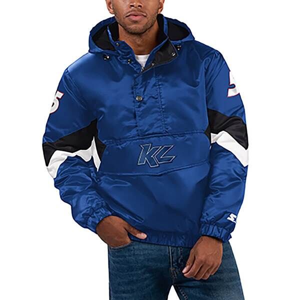 スターター メンズ アウター ジャケット・ブルゾン サテン パーカー Menstarteroyal Kyle Larson Home Team Satin HalfZip Hoodie Jacket Royal