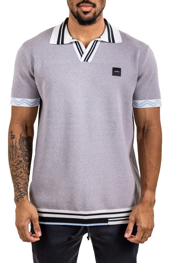 マセオ メンズ トップス ポロシャツ ニット Maceoo Ascension Tipped Knit Polo Grey グレー