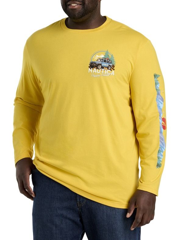 ナウティカ メンズ トップス Tシャツ 長袖 グラフィック Nautica Happy Trails LongSleeve Graphic Tee Lightningold ゴールド