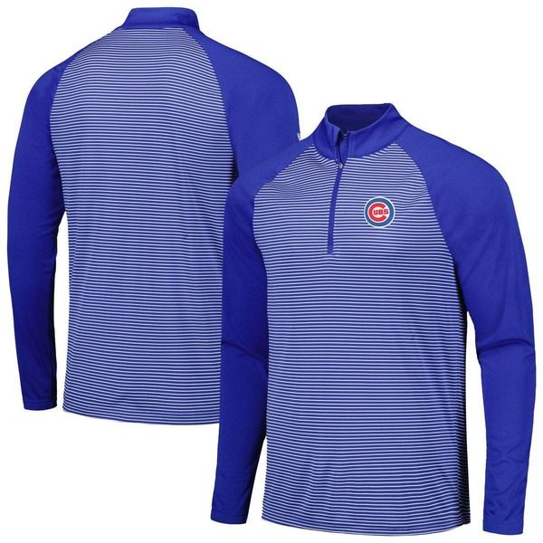 レベルウェア メンズ アウター パーカー・スウェット Mens Levelwearoyal Chicago Cubs Charter Striped Raglan QuarterZip Top Royal ストライプ