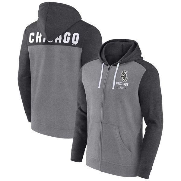 ファナティクス メンズ アウター パーカー・スウェット Mens Fanatics Branded Heathered CharcoalHeathered Gray Chicago White Sox Blown Away FullZip Hoodie Hea