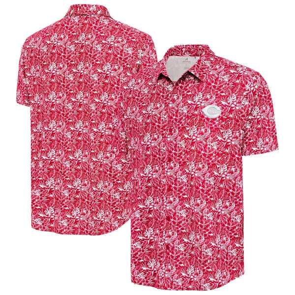 アンティグア メンズ トップス シャツ Mens Antigua Red Cincinnati Reds Resort ButtonUp Shirt Red レッド