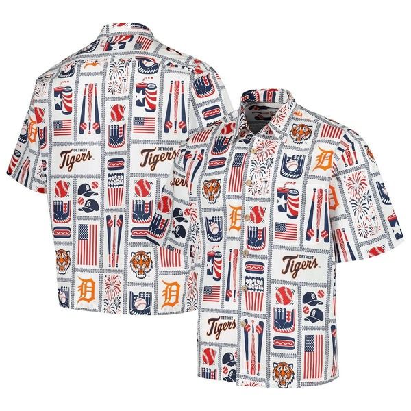 レインスプーナー メンズ トップス シャツ Mens Reyn Spooner White Detroitigers Americana ButtonUp Shirt White ホワイト