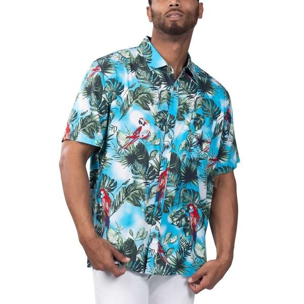 マルガリータビル メンズ トップス シャツ Mens Margaritaville Light Blue Dallas Cowboys Jungle Parrot Party ButtonUp Shirt Light Blue ブルー