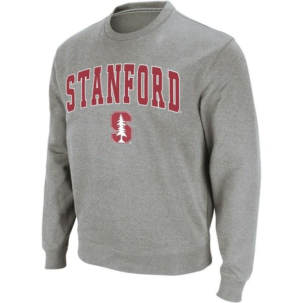 コロシアム メンズ アウター パーカー・スウェット クルーネック シャツ ロゴ Mens Colosseum Heather Gray Stanford Cardinal Arch Logo Crew Neck Sweatshirt Heather Gray