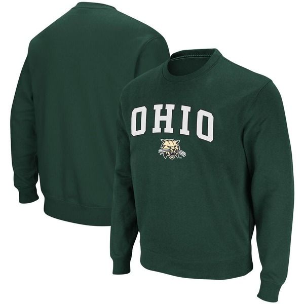 コロシアム メンズ アウター パーカー・スウェット シャツ ロゴ Mens Colosseum Green Ohio Bobcats Arch Logo Tackle Twill Pullover Sweatshirt Green グリーン