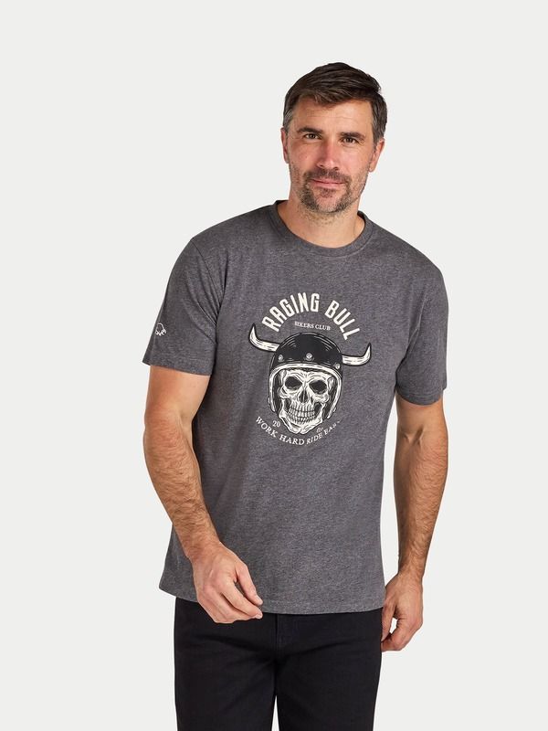 ライジングブル メンズ トップス Tシャツ Raging Bull Work Hard Rideasy TShirt Charcoal チャコール
