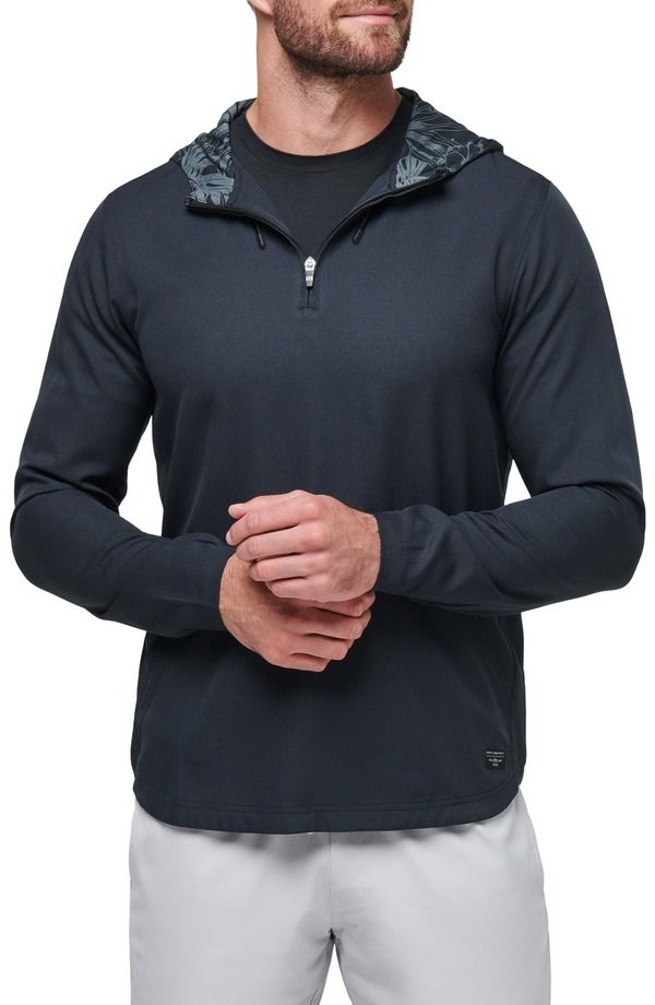 トラビスマヒュー メンズ アウター パーカー・スウェット ハーフジップ TravisMathew Hooded Quarter Zipullover Black Floral ブラック