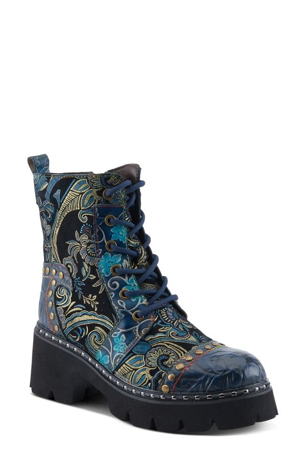 スプリングステップ レディース シューズ ブーツ・レインブーツ LArtiste by Spring Step Severity Combat Boot Blue Multi ブルー