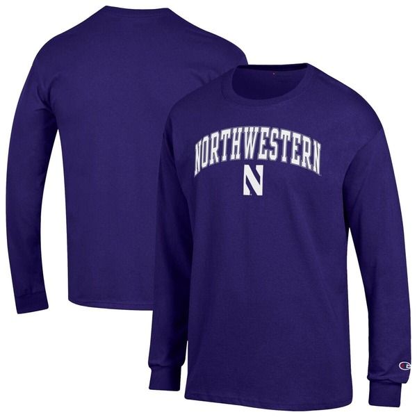 チャンピオン メンズ トップス Tシャツ ロゴ MensChampion Purple Northwestern Wildcats Arch Over Logo Long Sleeve TShirt Purple パープル