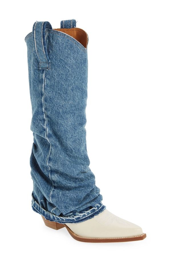 アールサーティーン レディース シューズ ブーツ・レインブーツ デニム R13 Denim Sleeve Western Boot Indigo インディゴ