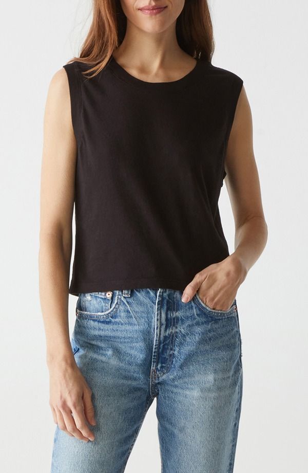 マイケルスターズ レディース トップス シャツ クルーネック コットン Michael Stars Johnnie Crewneck Cotton Tank Black ブラック