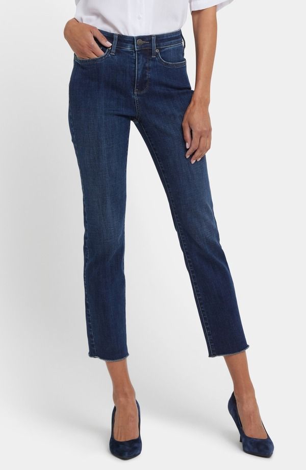 エヌワイディージェイ レディース ボトムス デニムパンツ アンクル ジーンズ NYDJ Sheri Fray Hem Ankle Slim Jeans Louvre Sapphire サファイア
