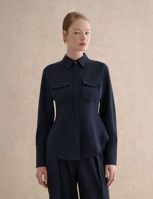 ホッブスロンドン レディース トップス シャツ HOBBS LONDON Dannie CinchedWaist Collard Shirt Hobbs Navy ネイビー
