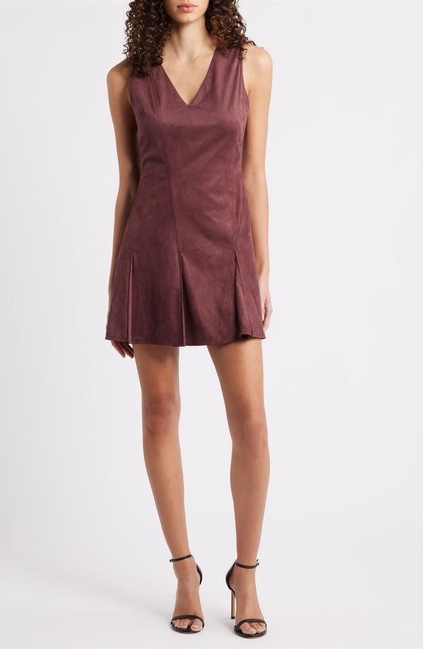 エン セゾン レディース トップス ワンピース ミニ スエード En Saisonelly Faux Suede Minidress Plum Brown プラム
