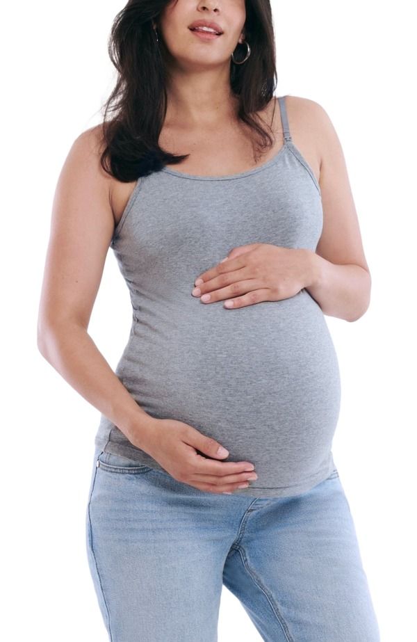 マザーフッドマタニティー レディース トップス シャツ ダウン MOTHERHOOD MATERNITY Clip Downursing Tank Top Cami Heather Grey グレー