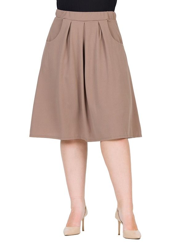 24 セブンコンフォート レディース ボトムスカート ひざ丈 プリーツ 24seven Comfort Apparelastic Waist Pleated Knee Length Pocket Skirtaupe トープ