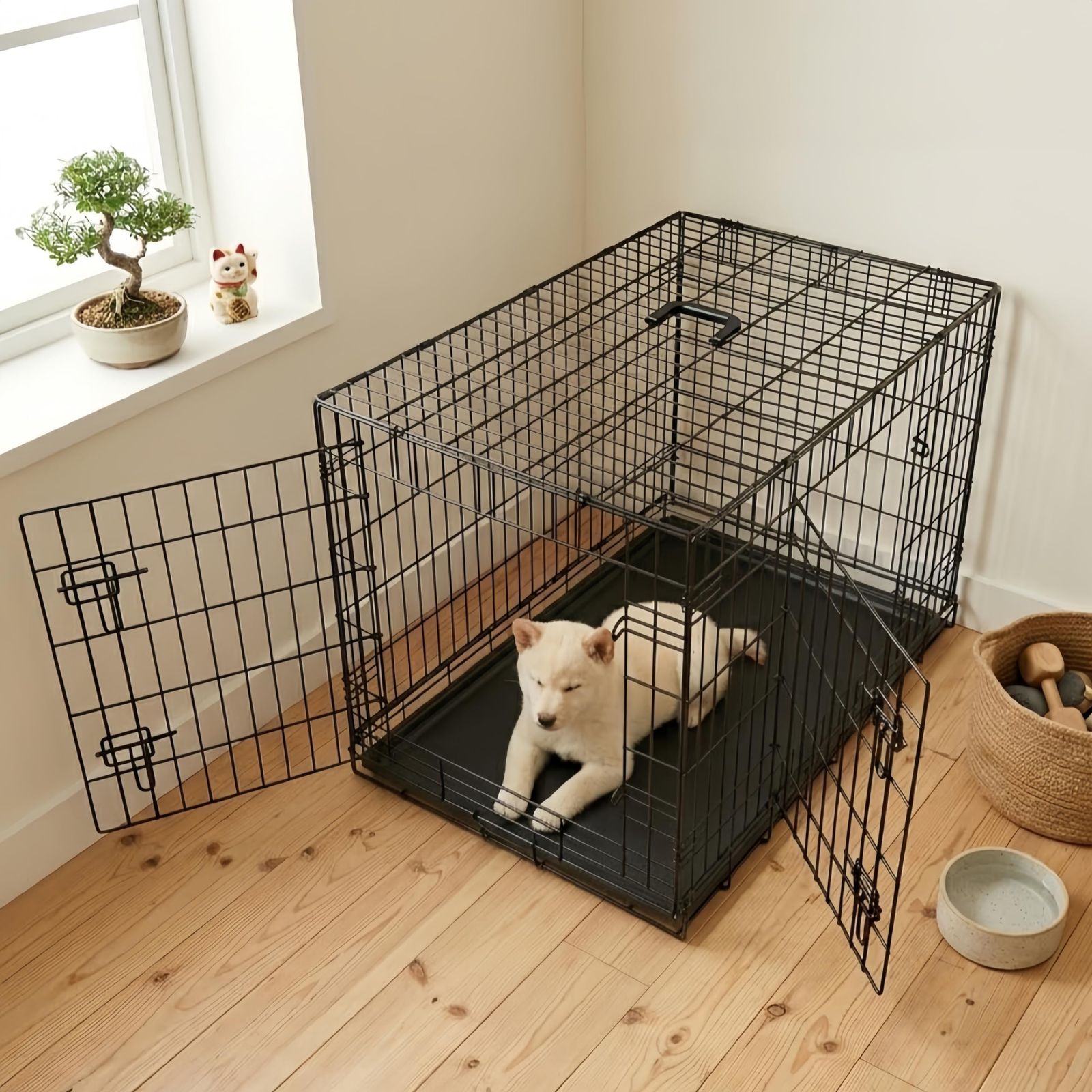 N&Sペットケージ 90×56×62cm Lサイズ 室内外兼用 犬 猫 トレー付き 折り畳み式 持ち手付き 移動便利 D10054-L 室内 犬小屋 スチール 工具不要 ケージ 小動物 超型犬?中型犬 (ブラック, (L)90x56x62cm 6368cabd