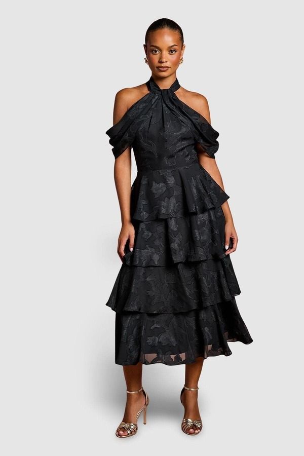 コースト レディース トップス ワンピース プチ Coast Petite Cold Shoulder Midaxi Dress Black ブラック