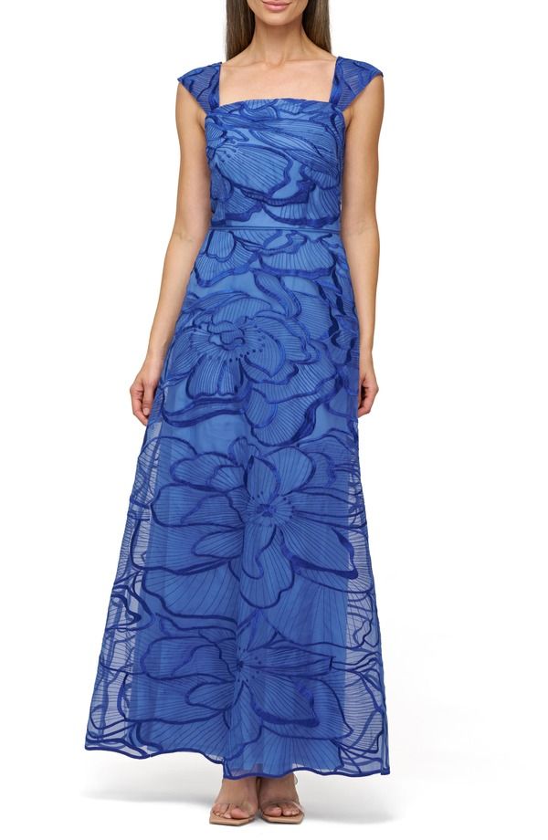 ジェイエスコレクションズ レディース トップス ワンピース フラワー柄 フラワー JS Collections Odessa Floral Embroidery Gown Sapphire サファイア