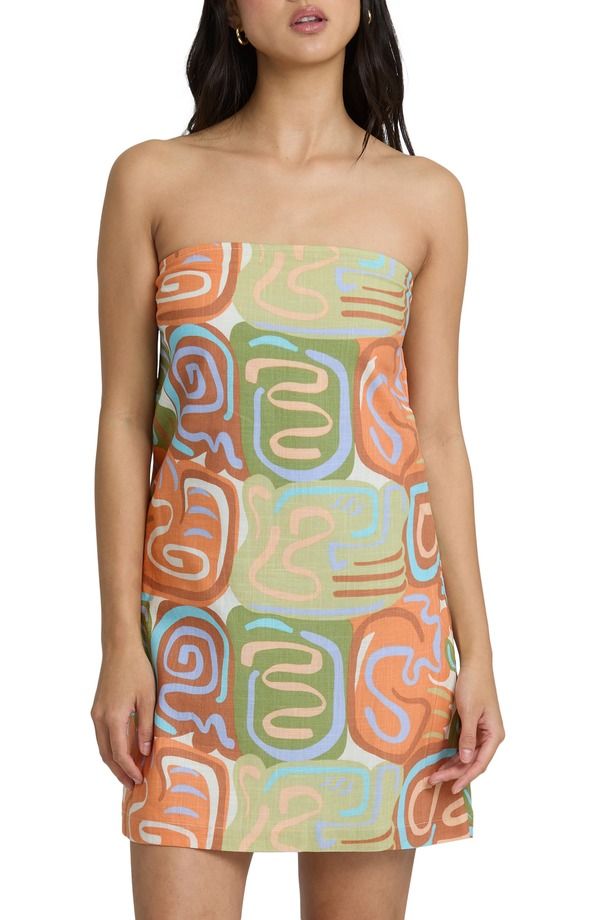 ビラボン レディース トップス ワンピース ミニ ストラップレス Billabong Summer Glow Strapless Minidress Orange Multi オレンジ