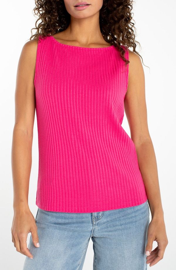 リヴァプール ロサンゼルス レディース トップス シャツ ノースリーブ Liverpoolos Angeles Boatneck Rib Sleeveless Top Diva Pink ピンク