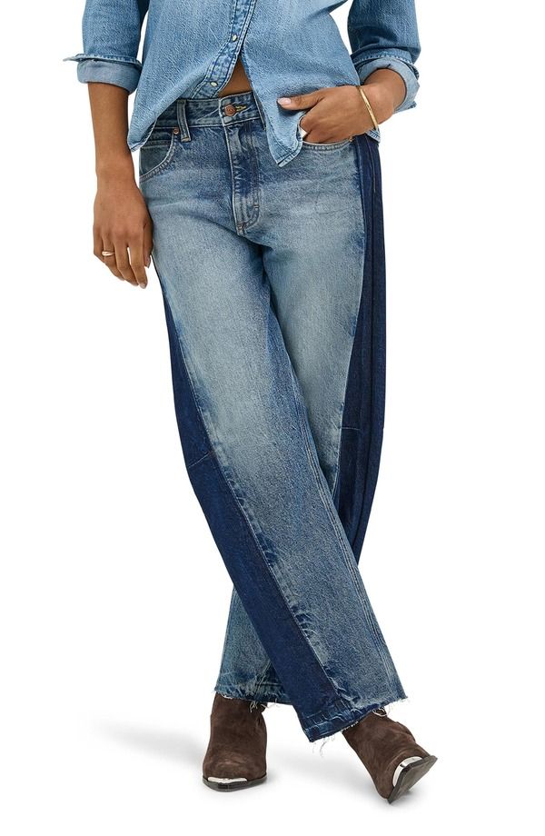 リー レディース ボトムス デニムパンツ ジーンズ Lee Rider Low Slung Raw Hem Barreleg Jeans Blissful Blue ブルー