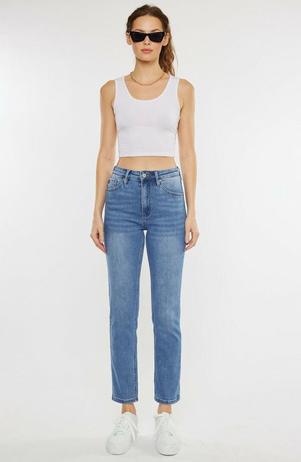 カンクン レディース ボトムス デニムパンツ ジーンズ KanCan Adaline High Rise Slim Straight Jeans MediumLight Wash