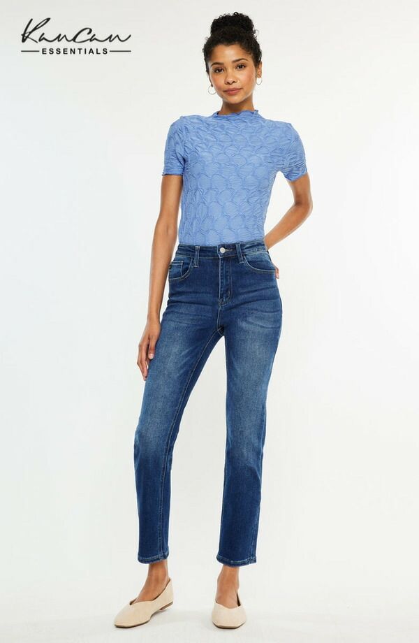 カンクン レディース ボトムス デニムパンツ ジーンズ KanCan Adaline High Rise Slim Straight Jeans Dark Wash