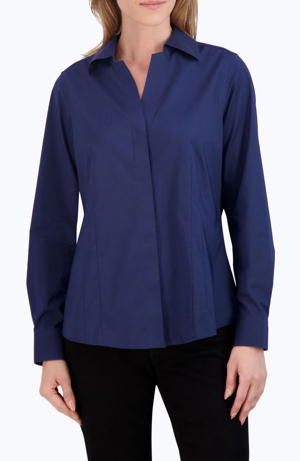 フォックスクラフト レディース トップス シャツ Foxcroftaylor Stretch Shirt Navy ネイビー