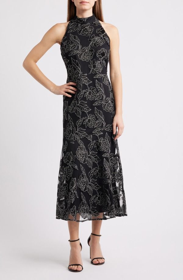サムエデルマン レディース トップス ワンピース 刺繍 Sam Edelman Embroidered Fit Flare Cocktail Dress Black ブラック