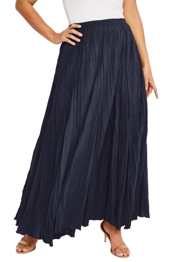 ジェシカロンドン レディース ボトムスカート マキシ Jessica London Flowing Crinkled Maxi Skirt Navy ネイビー
