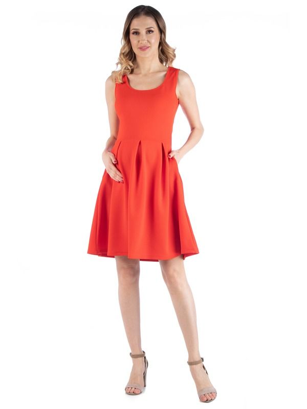 24 セブンコンフォート レディース トップス ワンピース プリーツ ノースリーブ マタニティ 24seven Comfort Apparel Maternity Sleeveless Pleatedress with Pockets Orange オレンジ 19,110円