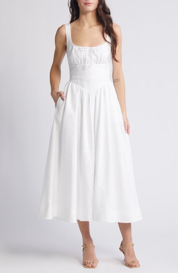 リフォーメーション レディース ボトムス カジュアルパンツ リネン Reformation Balia Linen Sundress White ホワイト