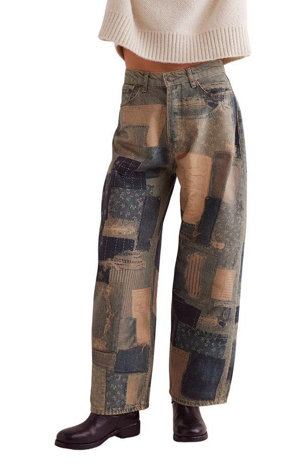 フリーピープル レディース ボトムス デニムパンツ パッチワーク ジーンズ Free People Illusions Patchwork Barreleg Jeans Indigo Combo インディゴ