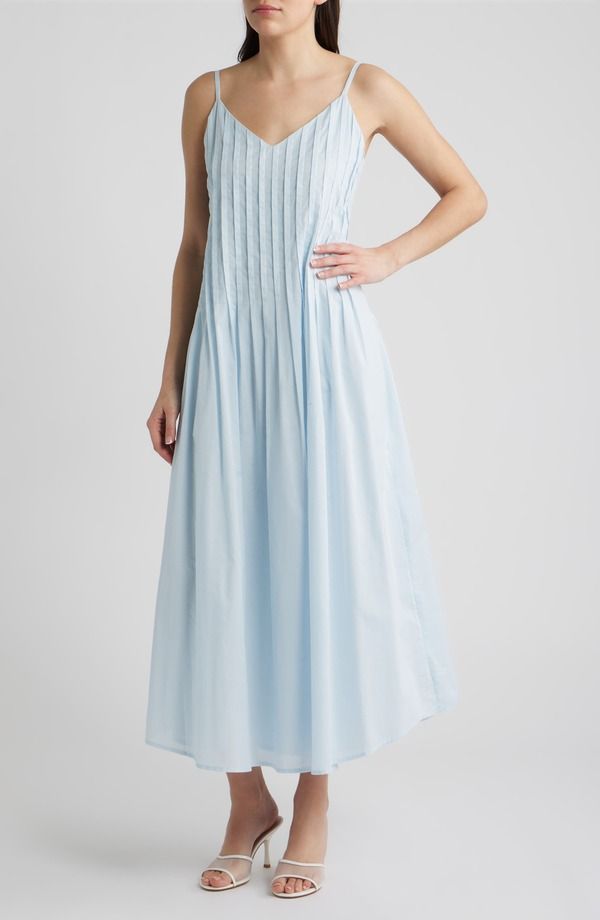 パーカー レディース トップス ワンピース ミディ コットン Parker Cami Pintuck Cotton Midi Dress Ice Water