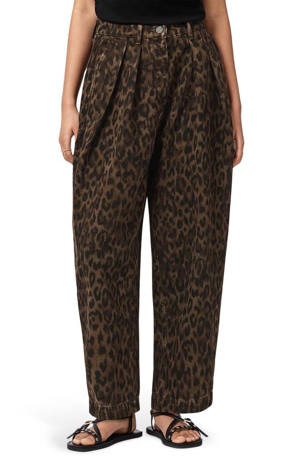 オールセインツ レディース ボトムス レギンス プリーツ パンツ コットン AllSaints Becca Pleated Cotton Blend Trousers Leppo Brown ブラウン