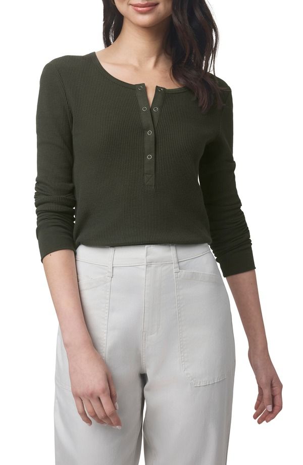 スプレンディット レディース トップス シャツ Splendid Classic Thermal Henley Green Spruce グリーン