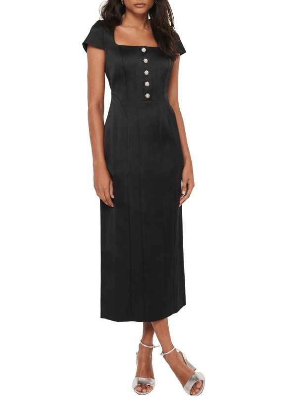 ミルトンベルベット レディース トップス ワンピース ミディ サテン MINT VELVET Satin Midi Dress Black ブラック