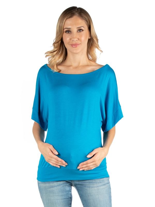 24 セブンコンフォート レディース トップス シャツ マタニティ 24seven Comfort Apparel Maternity Loose Fit Dolman Top with Wide Sleeves Turq