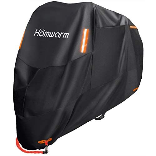 Homwarm バイクカバー 300D厚手 防水 紫外線防止 盗難防止 収納バッグ付き (4XL, ブラック)kk f1697ef3